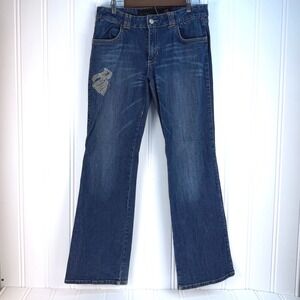 Vintage Rocawear Bootcut Jeans 11/12 Blue Rhinestone Bull Y2K Hip Hop